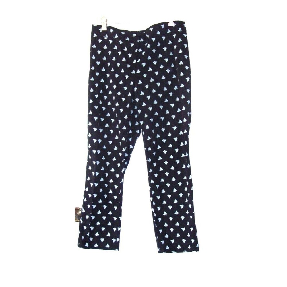 J. Jill  Size 16 Black White Cropped Pants Paisley Heart Print  Stretch